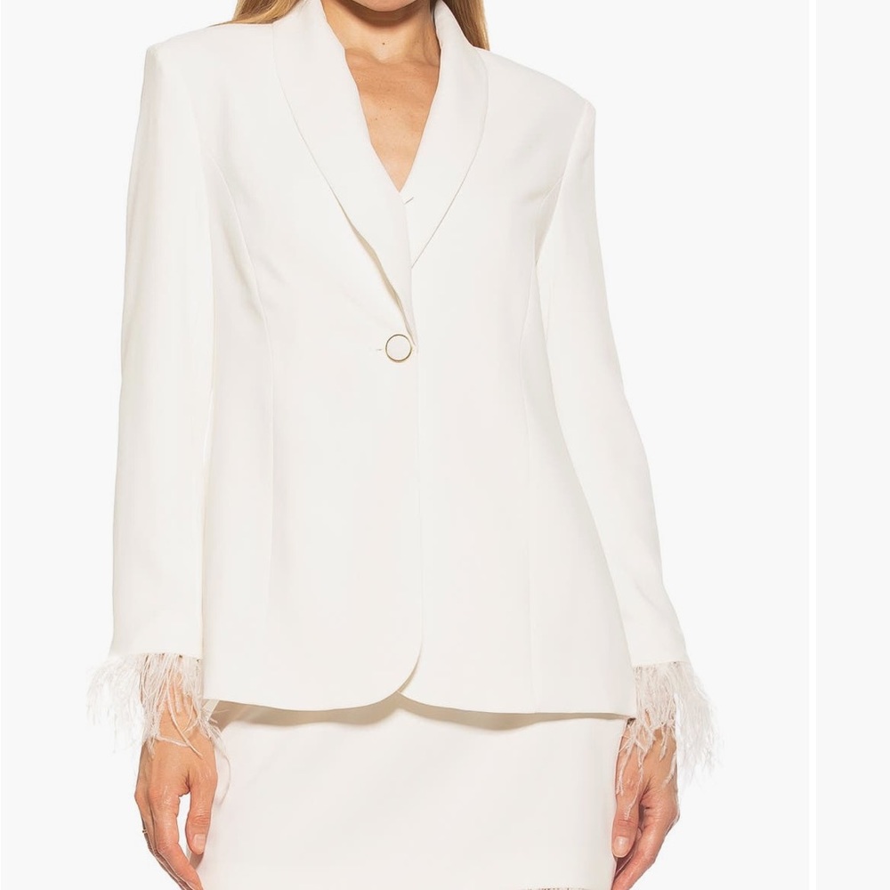 Alexia Admor Ostrich Feather Cuffed Blazer